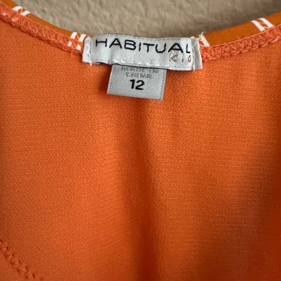 NWT - HABITUAL KIDS Orange Stripe Cascading Ruffle One Piece Swimsuit, 12 - Picture 3 of 5